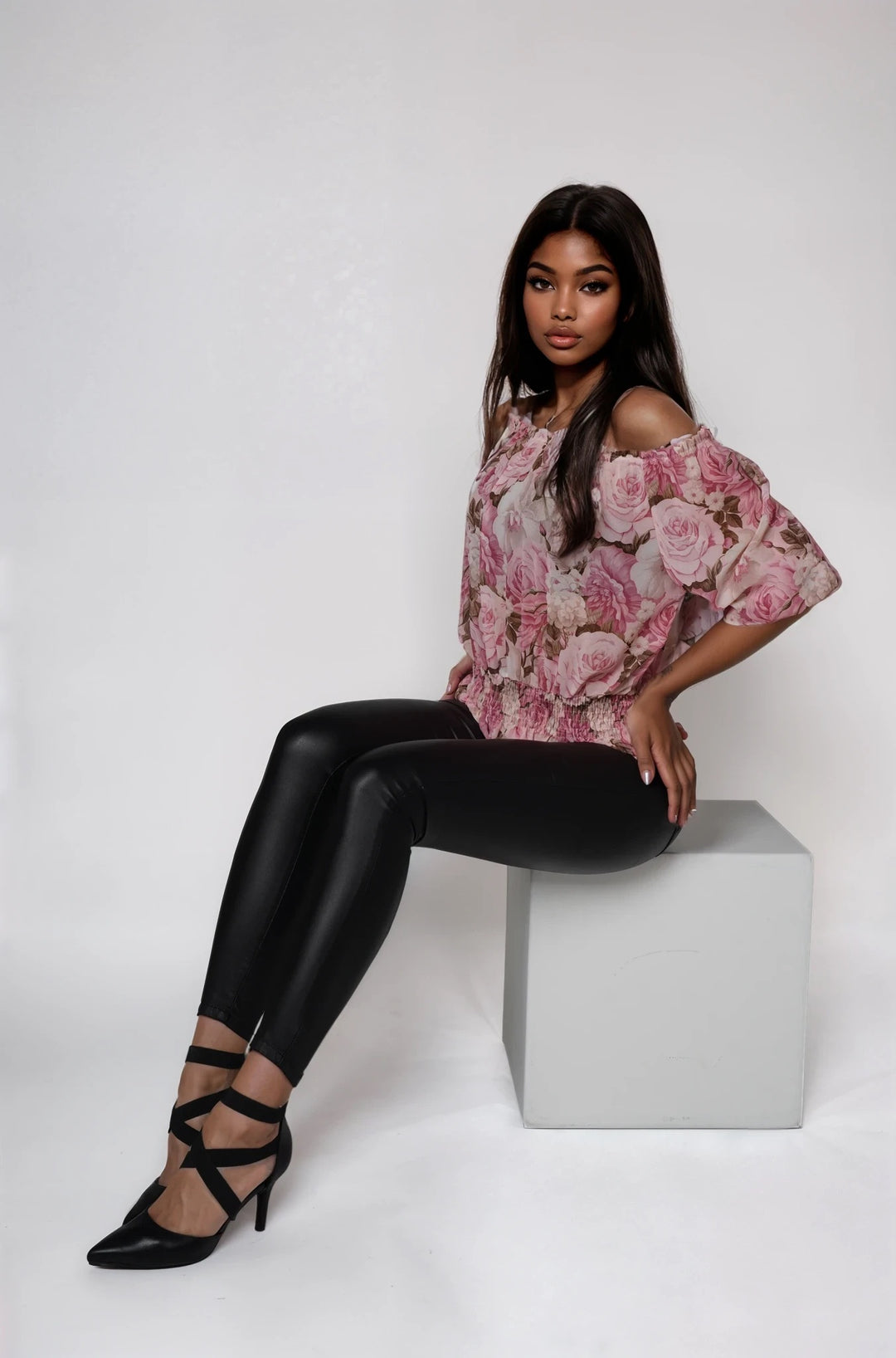 Schulterfreies Blumen Top