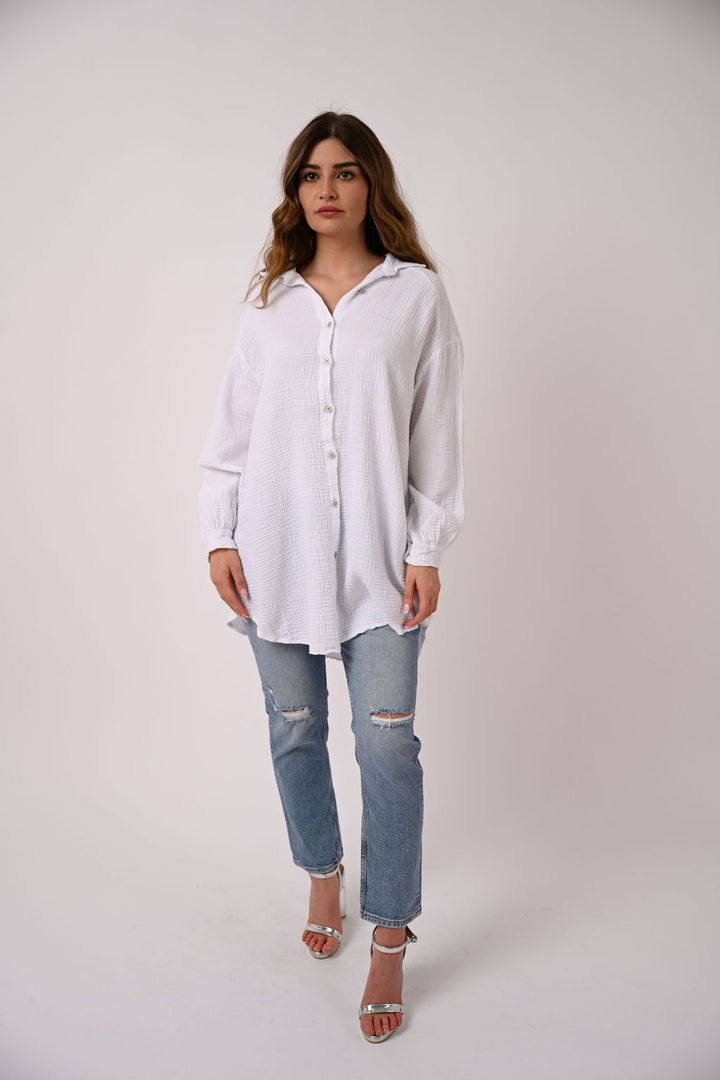 OVERSIZE MUSSELIN BLUSE