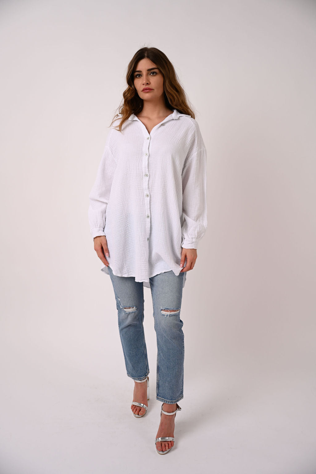 OVERSIZE MUSSELIN BLUSE