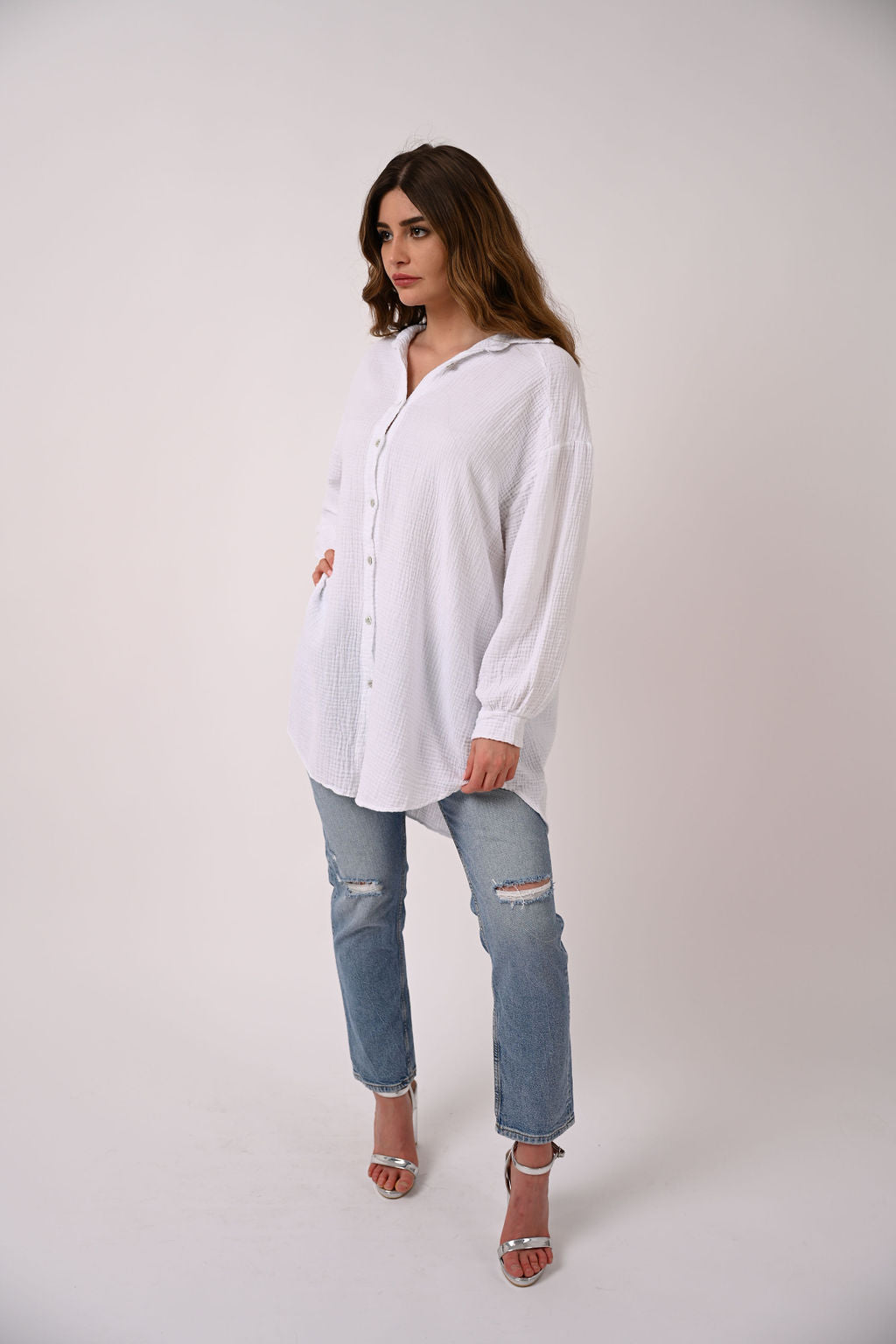 OVERSIZE MUSSELIN BLUSE