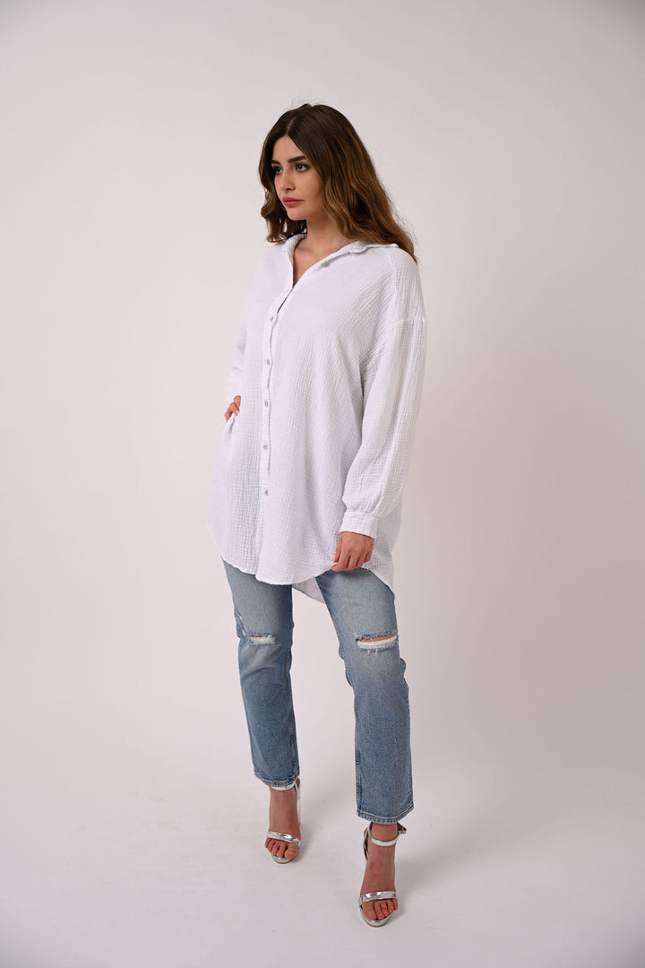 OVERSIZE MUSSELIN BLUSE