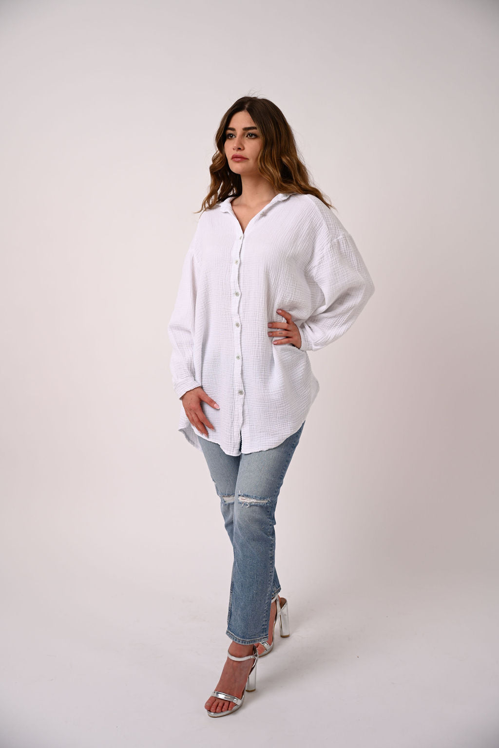 OVERSIZE MUSSELIN BLUSE