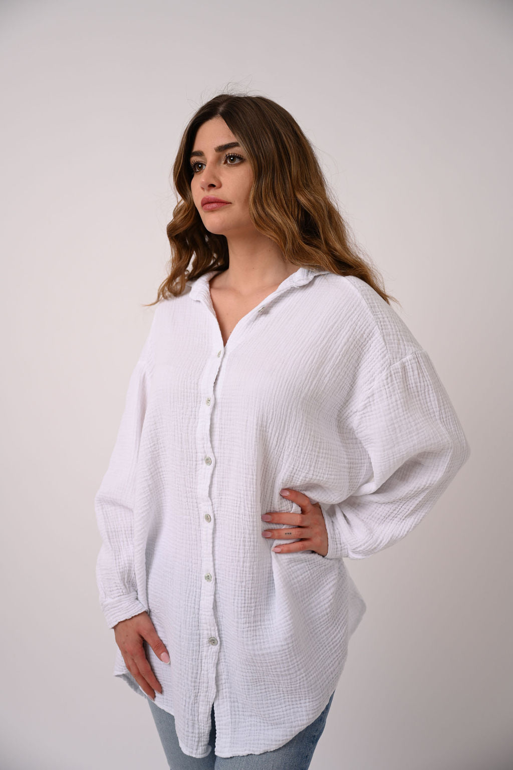 OVERSIZE MUSSELIN BLUSE