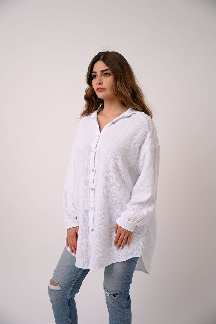OVERSIZE MUSSELIN BLUSE