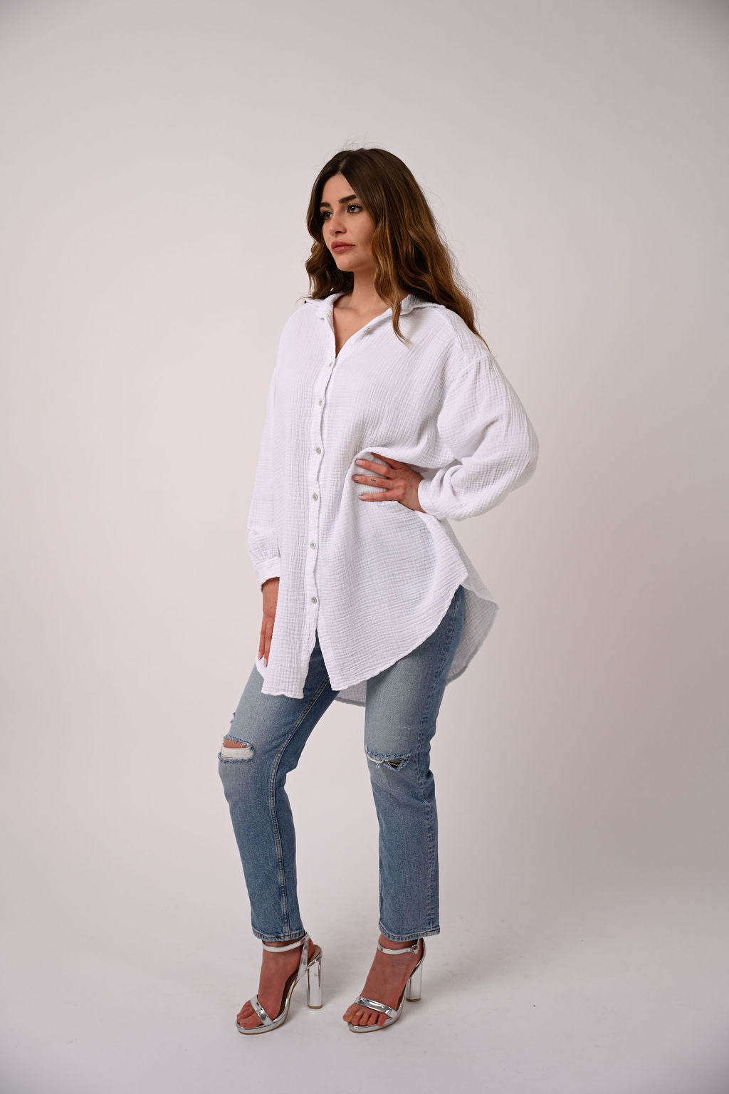 OVERSIZE MUSSELIN BLUSE