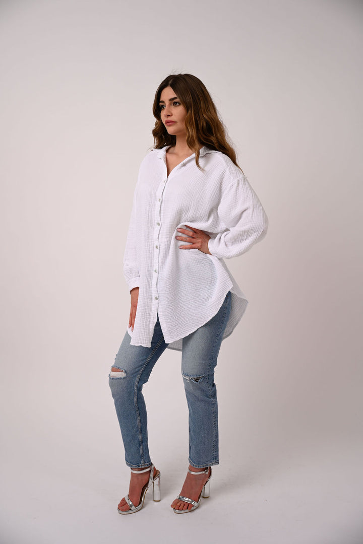 OVERSIZE MUSSELIN BLUSE
