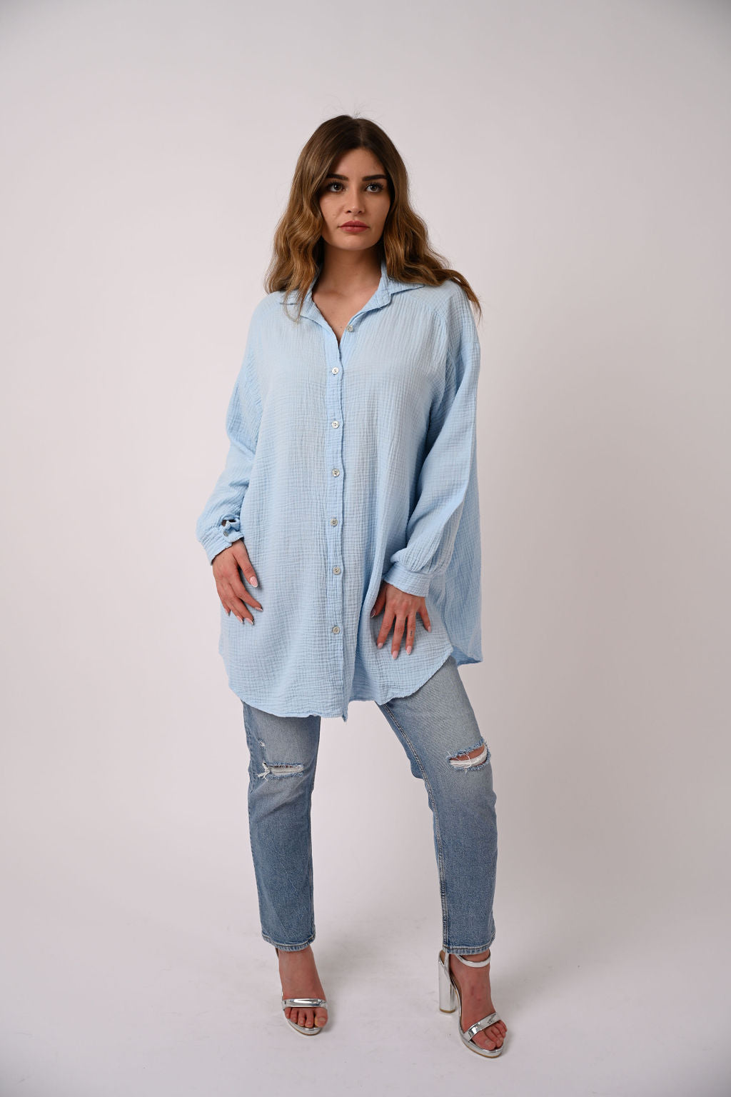 OVERSIZE MUSSELIN BLUSE