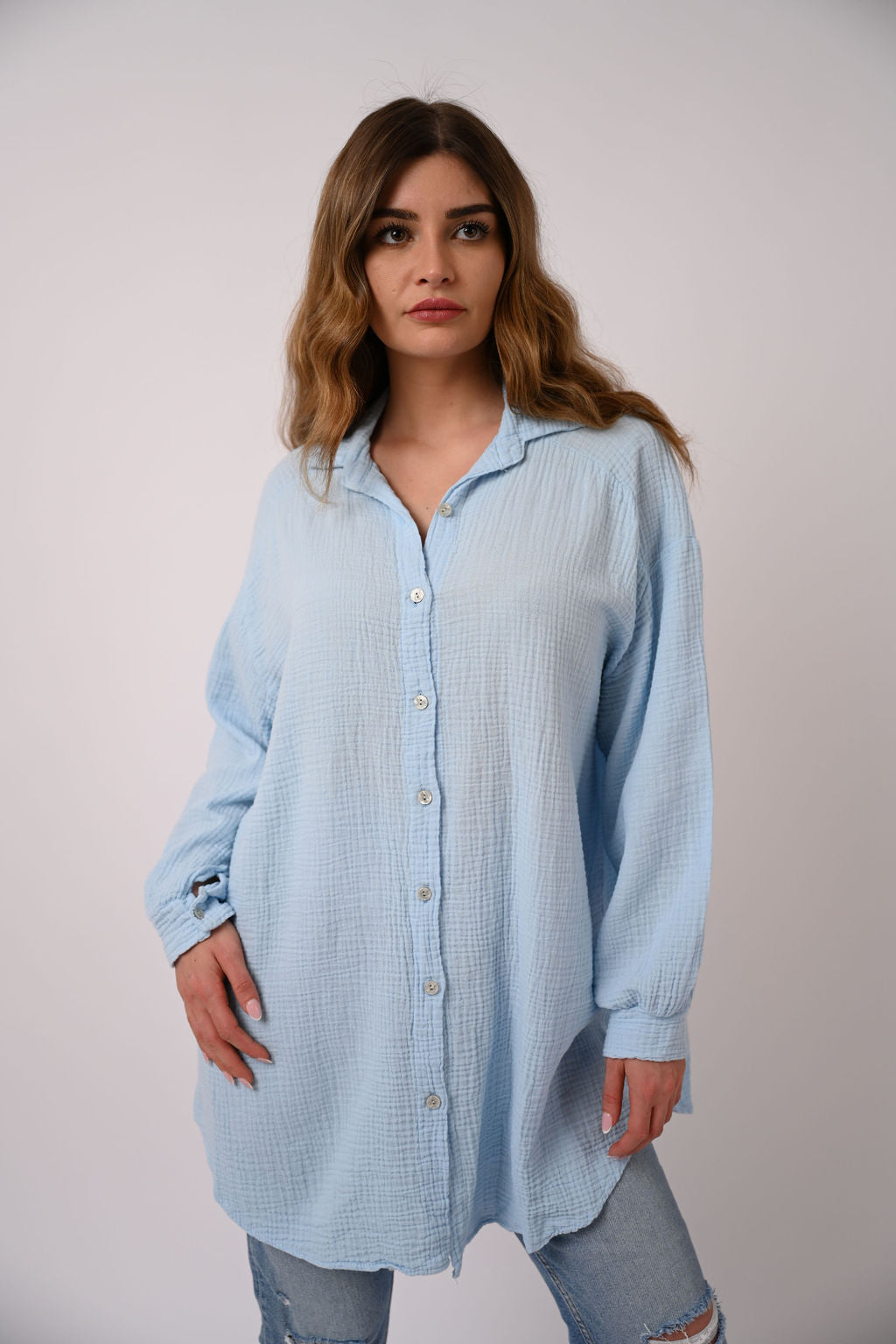 OVERSIZE MUSSELIN BLUSE