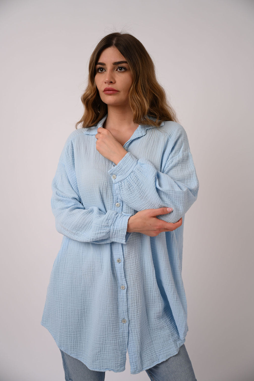 OVERSIZE MUSSELIN BLUSE