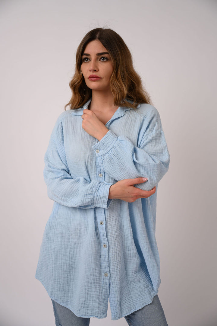 OVERSIZE MUSSELIN BLUSE