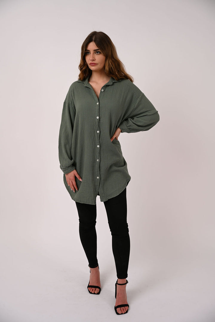 OVERSIZE MUSSELIN BLUSE