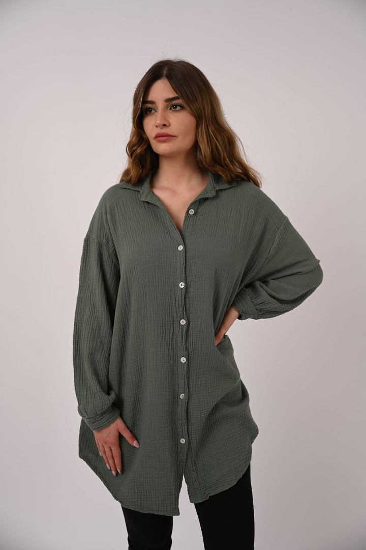 OVERSIZE MUSSELIN BLUSE