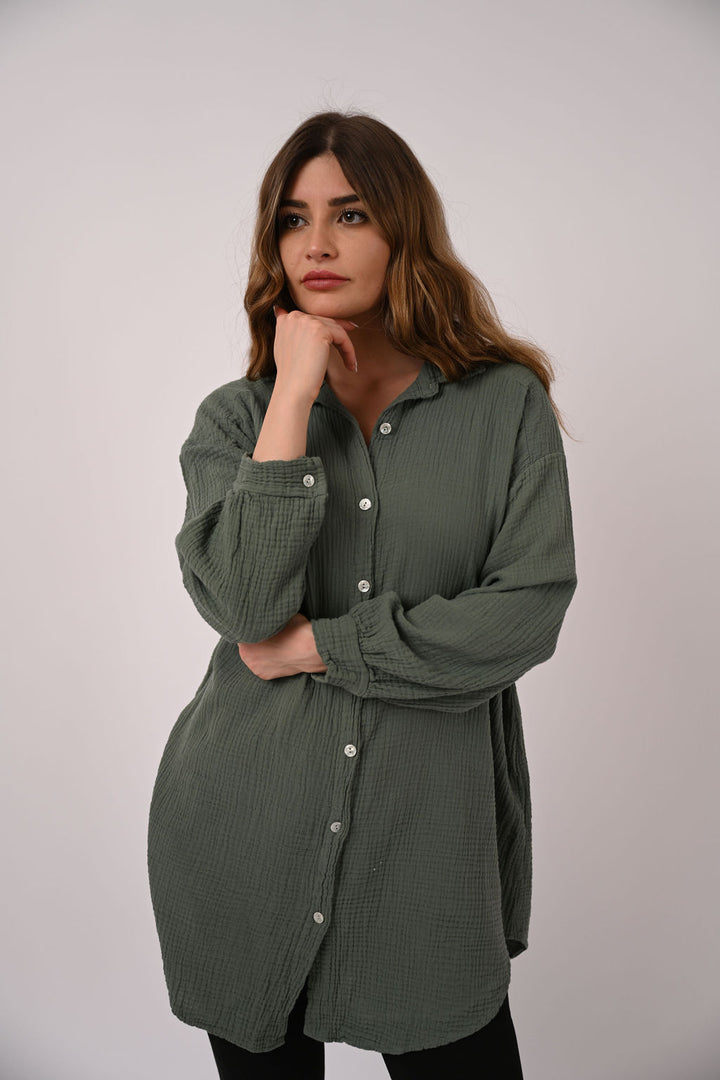 OVERSIZE MUSSELIN BLUSE