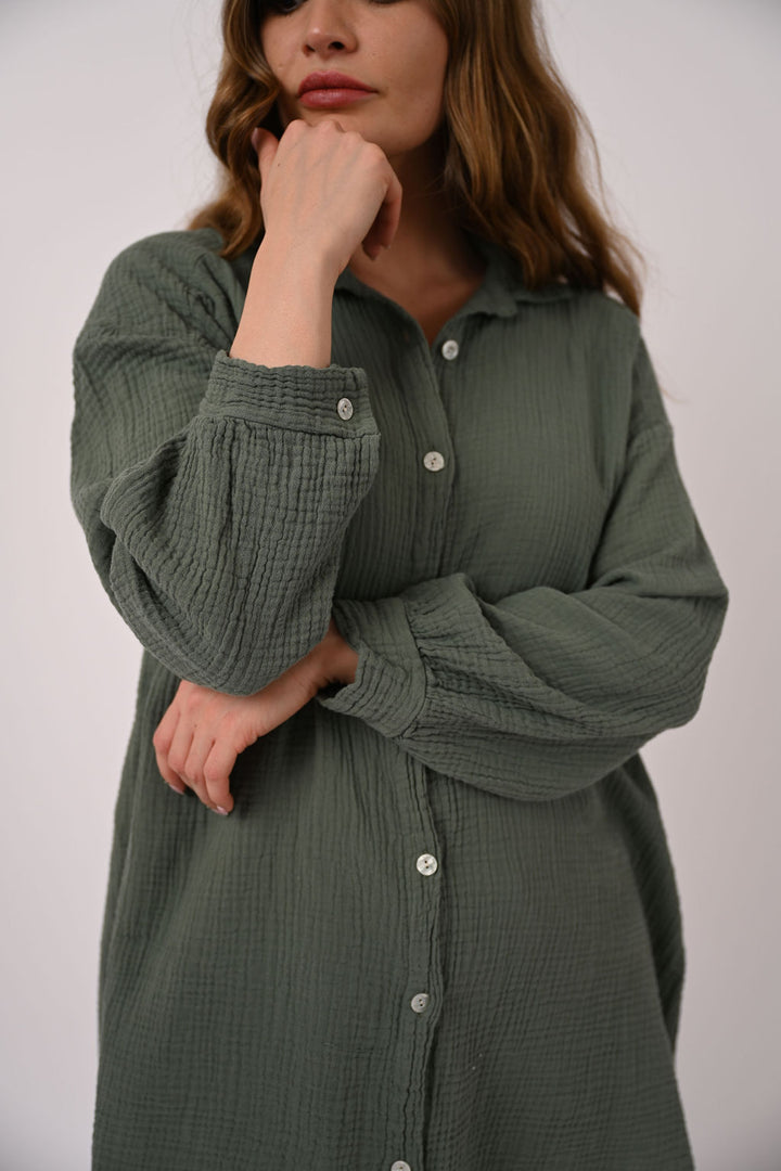 OVERSIZE MUSSELIN BLUSE