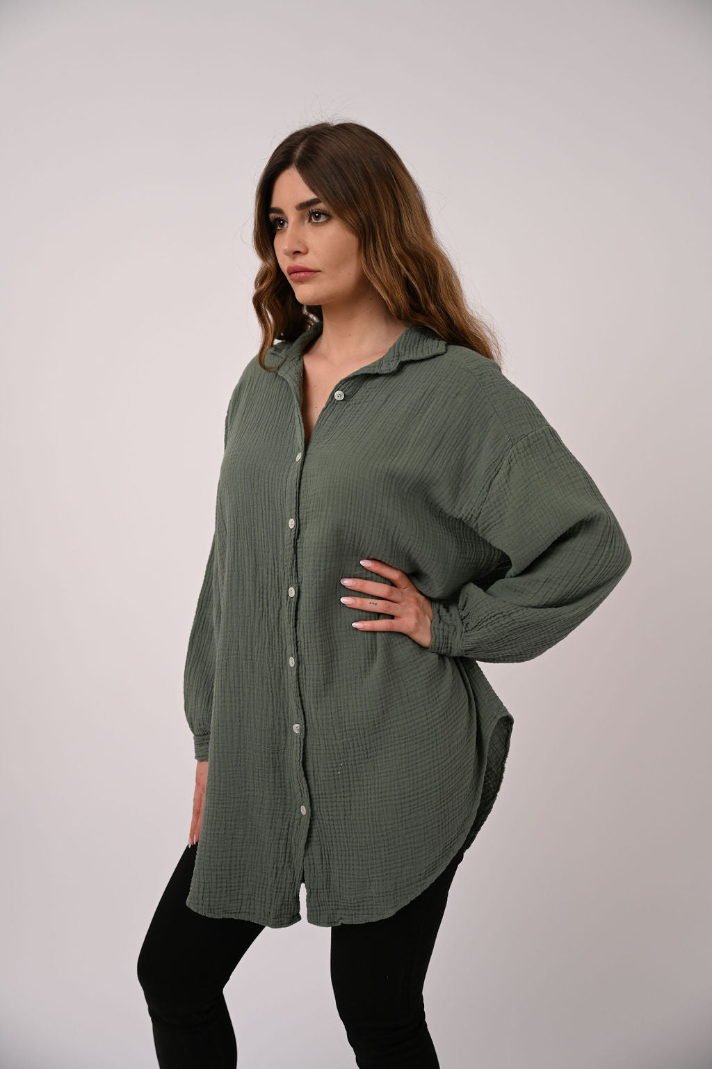OVERSIZE MUSSELIN BLUSE