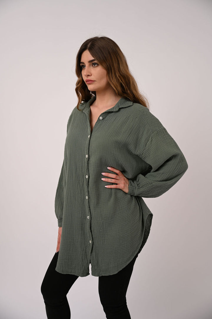 OVERSIZE MUSSELIN BLUSE