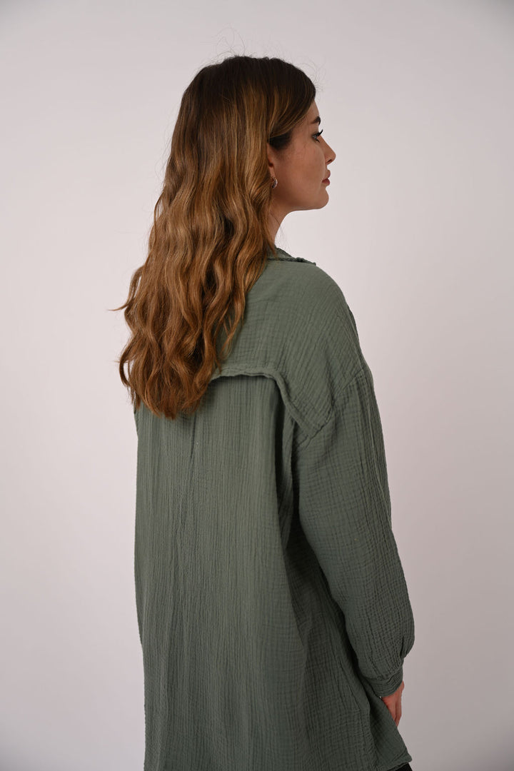 OVERSIZE MUSSELIN BLUSE
