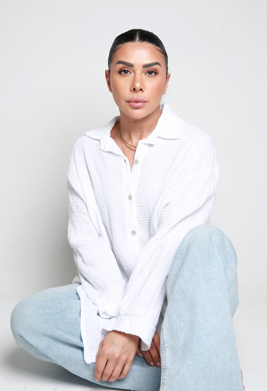OVERSIZE MUSSELIN BLUSE