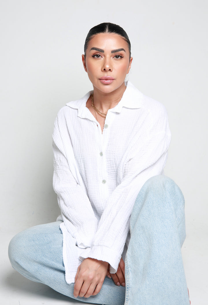 OVERSIZE MUSSELIN BLUSE