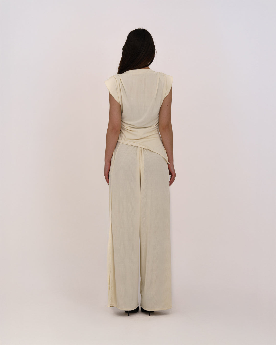 Plissee-Zweiteiler mit Drapierung – Elegant & Feminin Beige